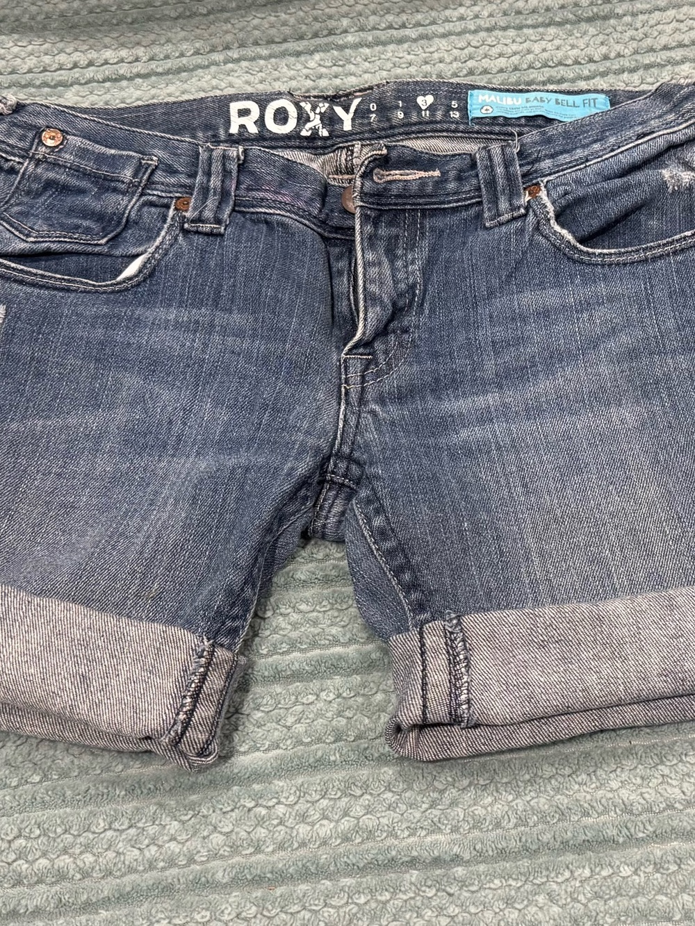 Roxy Blue Distressed Cropped Denim Jeans